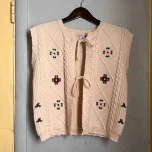 Sincerely Jules Cream Floral Cardigan Vest